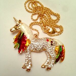 BJ Betsey Johnson UNICORN bling pendant necklace